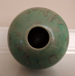 Artist Signed Modern Contemporary Studio Craft Pottery Crystalline Vase Green 4