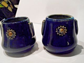 Pair Antique Royal Doulton Art Pottery Miniature Stoneware Vases Hand Decorated 4