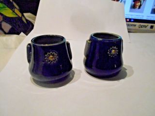 Pair Antique Royal Doulton Art Pottery Miniature Stoneware Vases Hand Decorated 6
