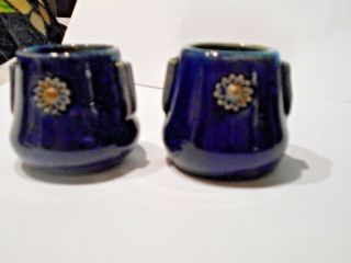Pair Antique Royal Doulton Art Pottery Miniature Stoneware Vases Hand Decorated 7