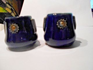 Pair Antique Royal Doulton Art Pottery Miniature Stoneware Vases Hand Decorated 8