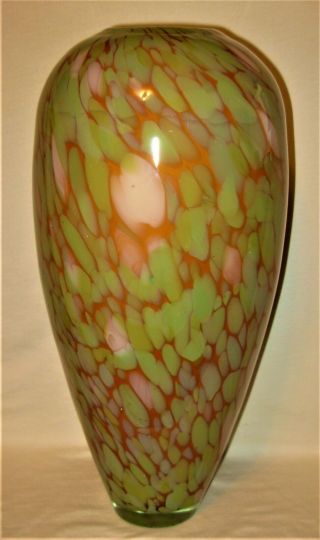 Large Art Glass Vase Light Green - 15 " Tall
