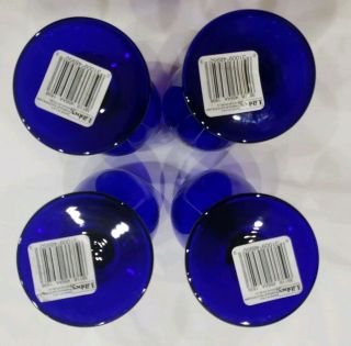 Set Of 4 Libbey Celestial Sun Moon Stars Cobalt Blue Wine Glasses Goblets NWT 3