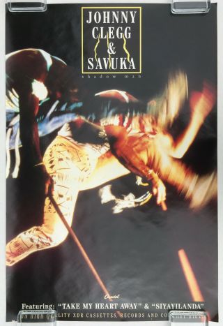Johnny Clegg & Savuka Shadow Man 1988 Us Org Promo Poster Juluka Rip Minty