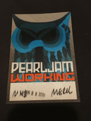 6/28 2007 Pearl Jam Tour Fabric Back Stage Pass Pittsburgh Eddie Vedder