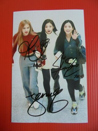 Blackpink Jennie Jisoo Rose Photo 4 X 6 Inches Blackpinkhand Signed Autograph
