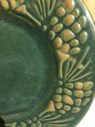 16x10 Arts & Crafts Pottery Platter Plate Terra Cotta Pinecones Green Server USA 5