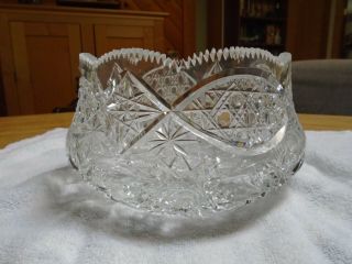 Antique Cut Glass 7 1/2 " Wide Glass Bowl