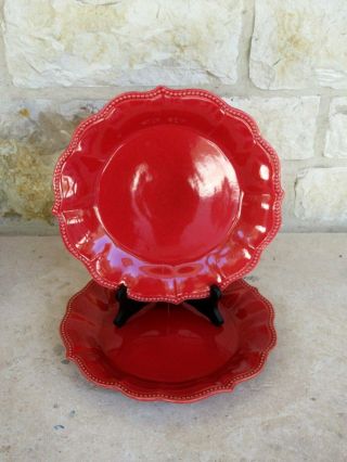 Sp Listing For Mymadbeauty The Pioneer Woman Paige Red 4 Dinner Plates Beaded