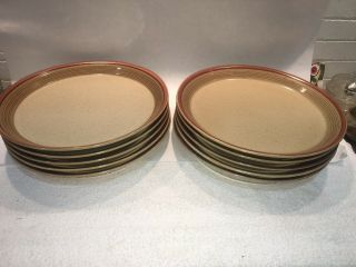 5 Mikasa Potters Art Country Cabin Stoneware 10.  75 " Dinner Plates Pf852 Seibel