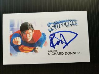 " Superman " Director Richard Donner Autographed 3x5 Index Card