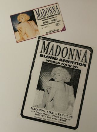 Madonna Blond Ambition Tour - programme,  ticket & bootleg fan club flyer Paris 2