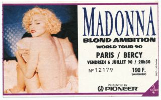 Madonna Blond Ambition Tour - programme,  ticket & bootleg fan club flyer Paris 3