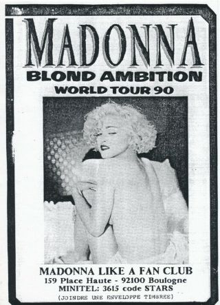 Madonna Blond Ambition Tour - programme,  ticket & bootleg fan club flyer Paris 4