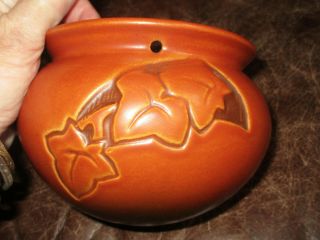Great Antique Roseville Art Pottery Silhouette Ivy Hanging Planter Rusty Brown