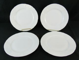 Vintage Bernadotte White Porcelaine Fine Bone China Set Of 4 Dinner Plates