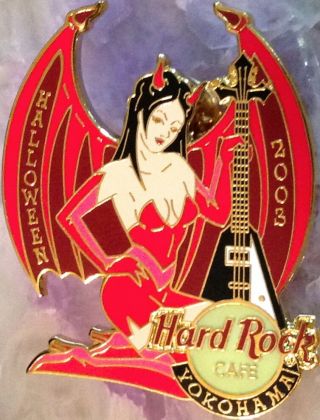 Hard Rock Cafe Yokohama 2003 Halloween Pin Sexy Vampire Girl W/guitar Hrc 19453