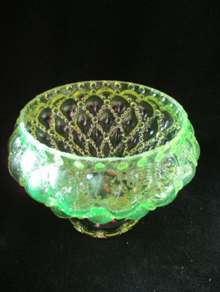 Small Vaseline Glass Lamp Shade - Diamond Quilted Pattern 3