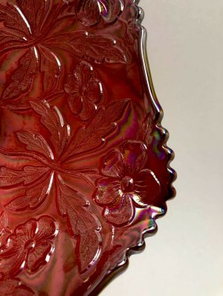 Ruby Red Fenton Carnival Glass Flower Floral Iridescent Opalescent Bowl Dish 6