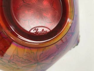 Ruby Red Fenton Carnival Glass Flower Floral Iridescent Opalescent Bowl Dish 8