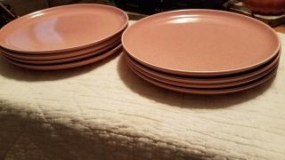 Russel Wright American Modern Mfg By Steubenville Coral - 8 Dinner Plates