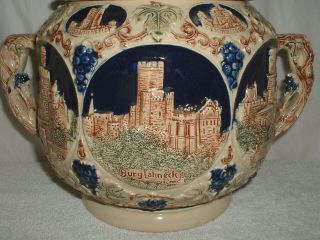 Gerz German Castle Stoneware Punch Bowl/Cider Tureen w/8 Cups/Mugs 4