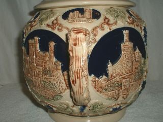 Gerz German Castle Stoneware Punch Bowl/Cider Tureen w/8 Cups/Mugs 7