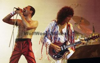 Queen Freddie Mercury On Stage Singing With The Bands Guitarist Publicity Photo