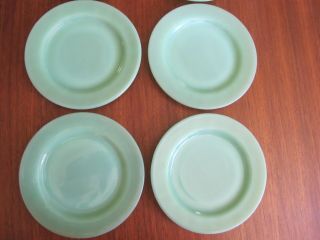 Vintage Set Of 4 Fire King Jadeite Restaurant Ware Salad Plates 6 3/4 " Dia H33