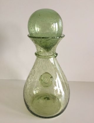 La Verrerie De Biot - Hand Blown French Art Glass •bubbles• Pale Green Carafe Exc
