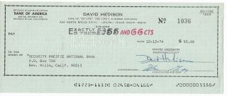 David Hedison 1974 Signed Check Autographed Rare Business Account James Bond Spb