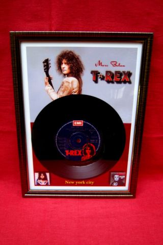 T.  Rex / Marc Bolan Framed 7 Inch Single York City 1975 Uk Post