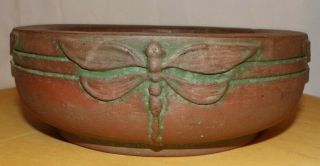 Antique Peters & Reed Moss Aztec Dragonfly Bowl