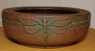 Antique Peters & Reed Moss Aztec Dragonfly Bowl 4