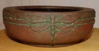 Antique Peters & Reed Moss Aztec Dragonfly Bowl 5