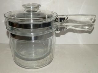Vintage Pyrex Flame Ware Made In Usa 6283 Double Boiler Glass Handles
