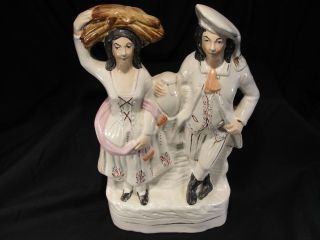 Large 19th Century English Staffordshire Porcelain Wedding Couple Figurine