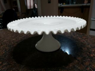 Cake Stand,  Fenton Milk Glass Hobnail 12 1/2 " Cake Stand,  Plate.