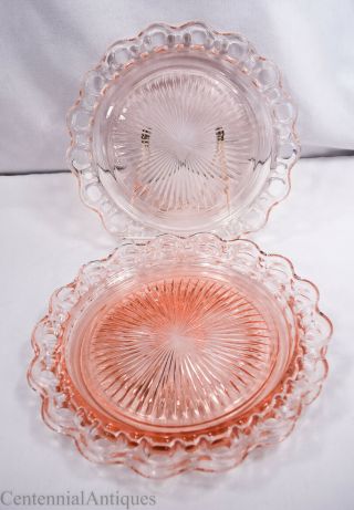 Anchor Hocking - Pink - Old Colony / Lace Edge - Dinner Plates - 10.  25 " Set Of 3