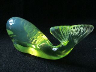 Fenton Glass Whale Figurine - Topaz Vaseline Opalescent 3