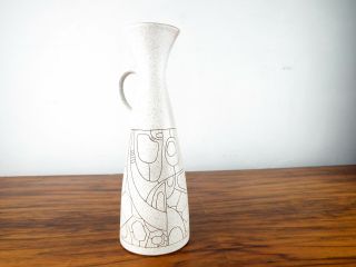 Vintage Lapid Israel Pottery Vase Mid Century Modernist Stoneware 1970s Pitcher