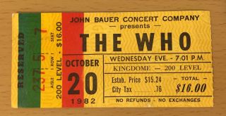 1982 The Clash & The Who Seattle Concert Ticket Stub Joe Strummer London Calling