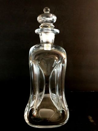 Vintage Holmegaard Jacob Bang - Kluk Kluk Pinched Glass Decanter Crown Stopper