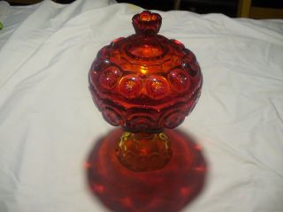 Ruby Red Pedestal Candy Dish With Lid Moon And Stars