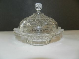 EAPG Block,  Fan - COVERED BUTTER DISH - Richards,  Hartley Co.  - 2