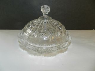 EAPG Block,  Fan - COVERED BUTTER DISH - Richards,  Hartley Co.  - 3