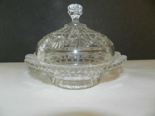 EAPG Block,  Fan - COVERED BUTTER DISH - Richards,  Hartley Co.  - 5