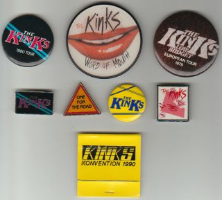 The Kinks Set Of 7 Badges,  Matchbook
