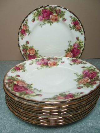 Set Of 8 Plates - 6 1/4 " Bread Or Roll Plates - Royal Albert Old Country Roses
