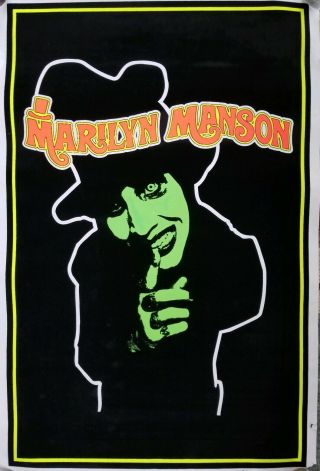 1996 Marilyn Manson " Green Face " Flocked Black Light Poster
